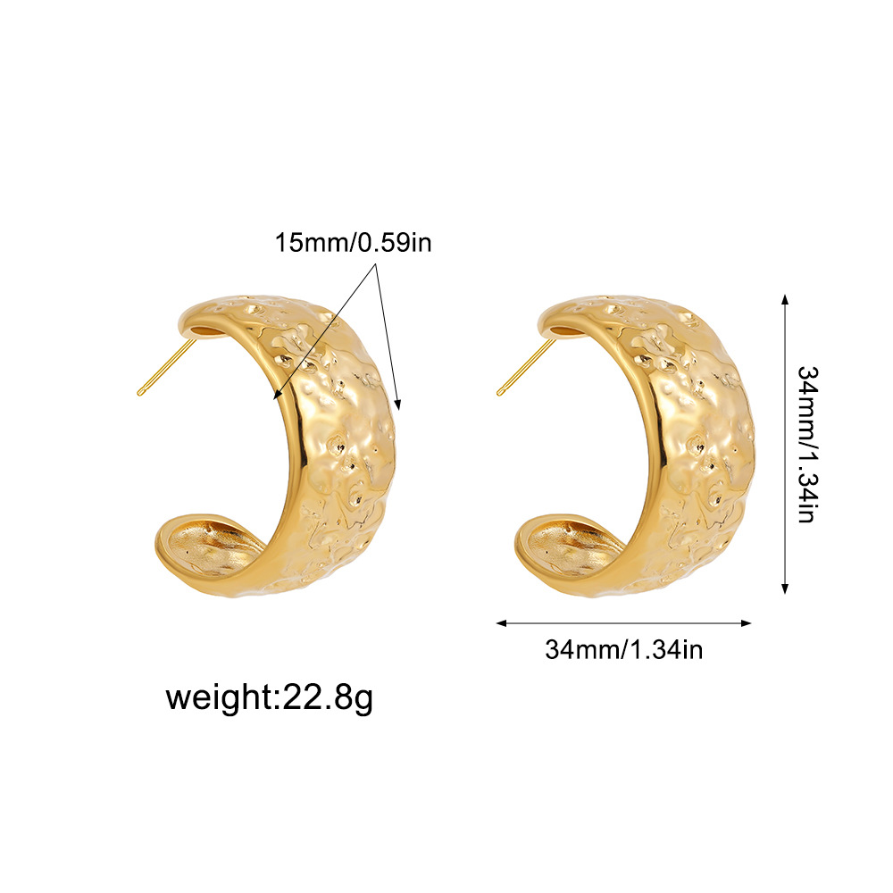 Gold-Tone C-Shaped Earrings, picture 3 of 3