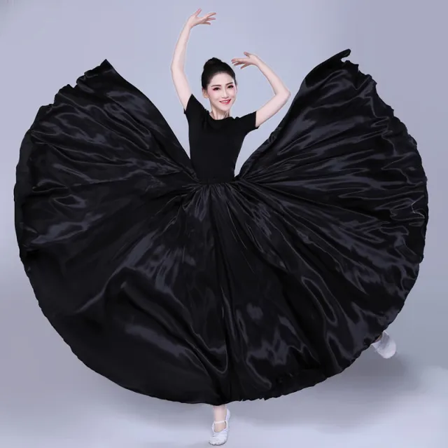 Simple Solid Color Performance Skirt With Large Swing Black - Shop at LoveMi