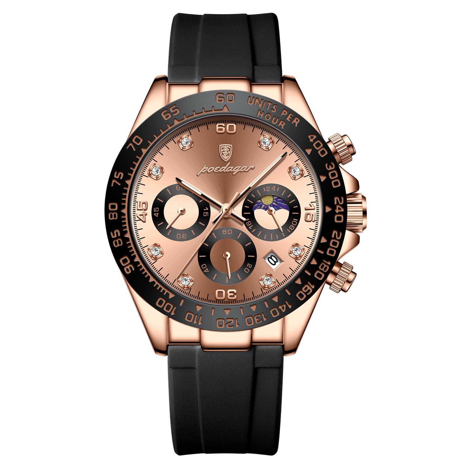 41mm Full Chronograph Wasserdicht Silikonband Herrenuhr - Bild 3 von 6