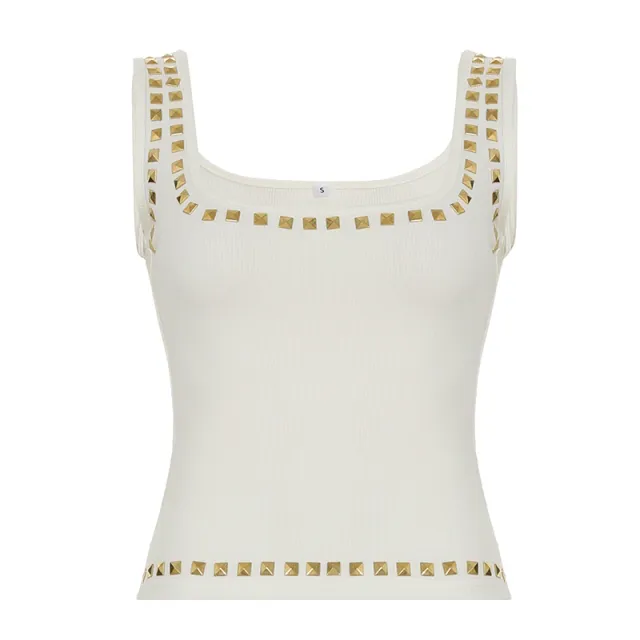 I shaped Vest Square Collar Casual Top White - Shop at LoveMi