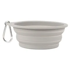 Outdoor Dog Folding Bowl Silicone Pet Bowl Drinking And Eating Dual-purpose Bowl Portable Dog Basin - Gray - View 1