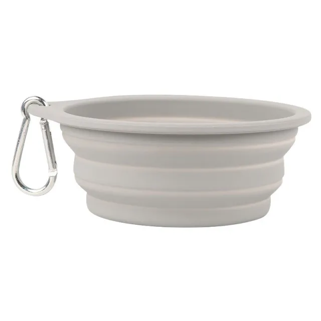 Outdoor Dog Folding Bowl Silicone Pet Bowl Drinking And Eating Dual purpose Bowl Portable Dog Basin Gray - Shop at LoveMi