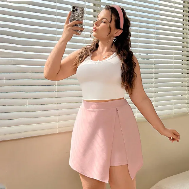 High Waist Slimming Irregular Black Slit Sheath Skirt Pink - Shop at LoveMi