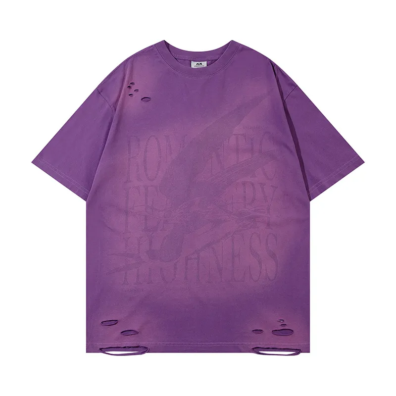 Ripped T-shirt Men's Loose Short Sleeve Top