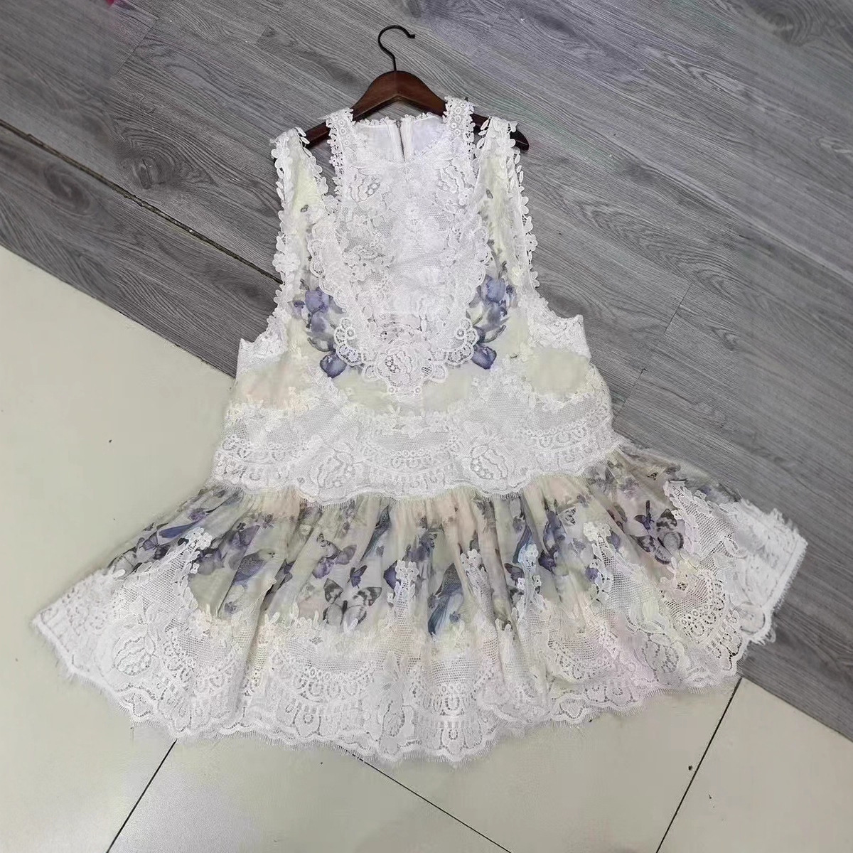 Women's Fashion Lace Stitching Dress Vest Suit