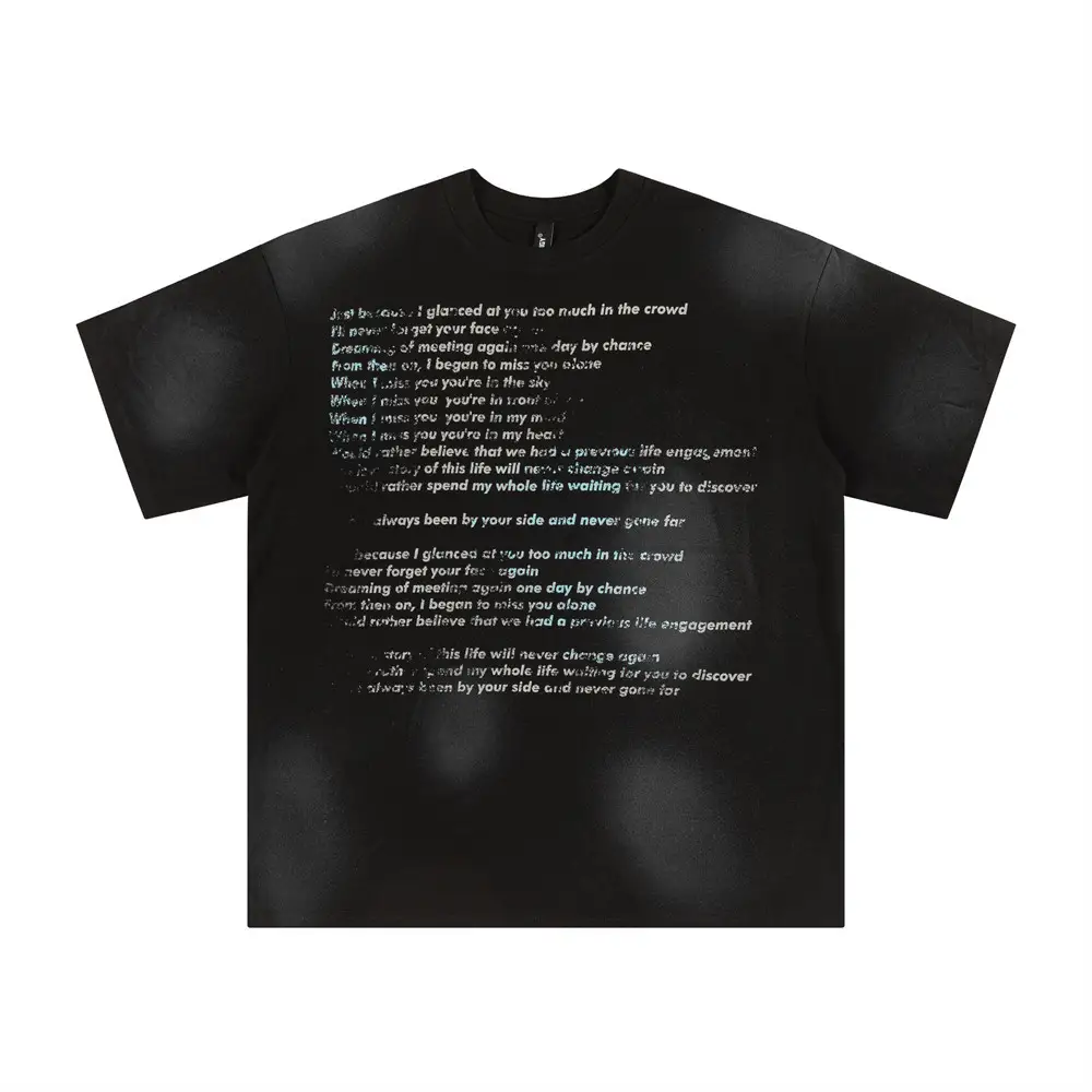 Fashion Inkjet Letter Cotton T-shirt Men