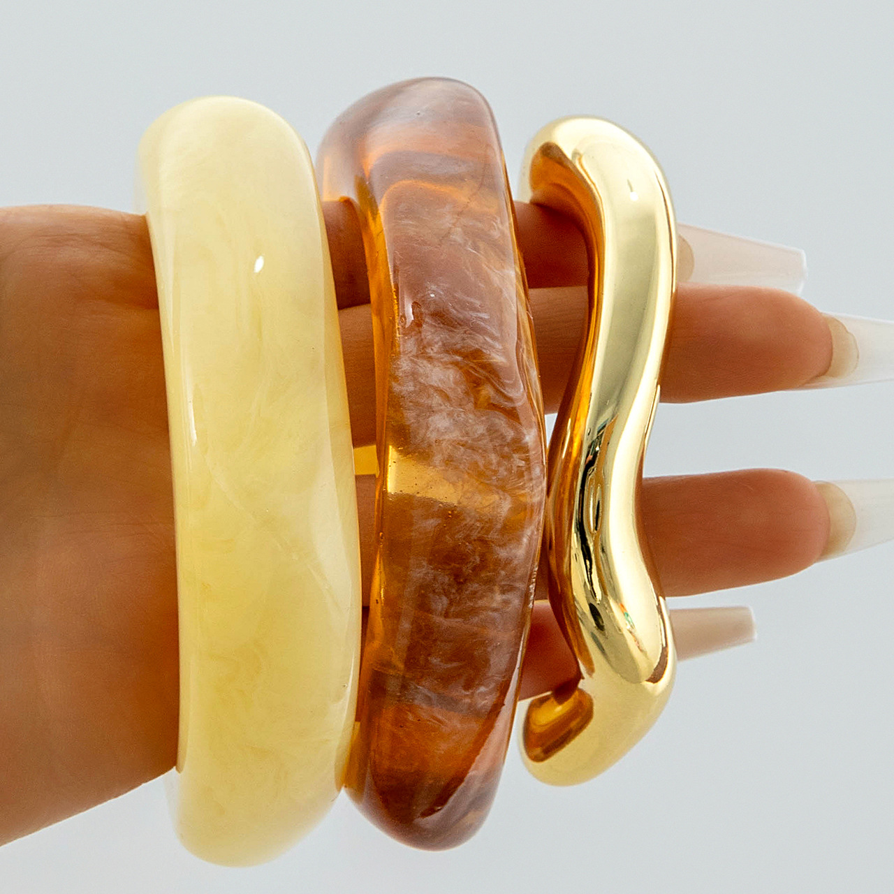 Exaggerated, Irregular, Semi-transparent Wide Bracelet
