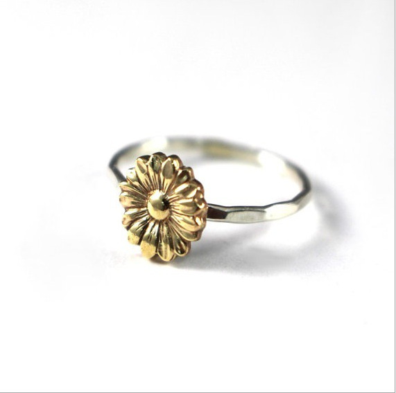 Retro SUNFLOWER Sunflower Marcasite Ring