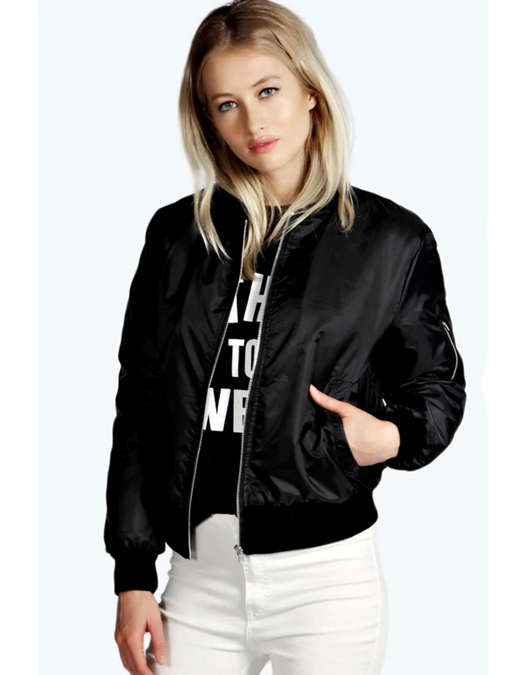 Title 6, Solid Color Short Fashion Zip Jacket for women,...