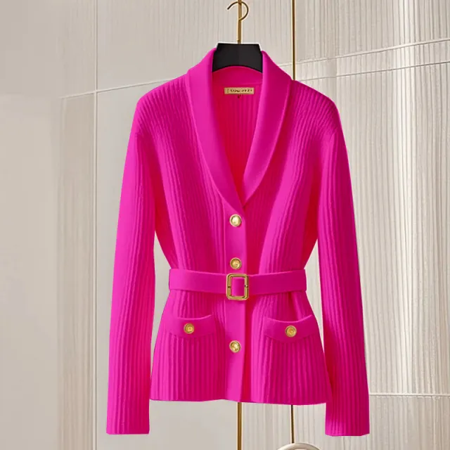 Winter Western Style Unique Chic Knitted Cardigan Sweater Rose Red - Shop at LoveMi