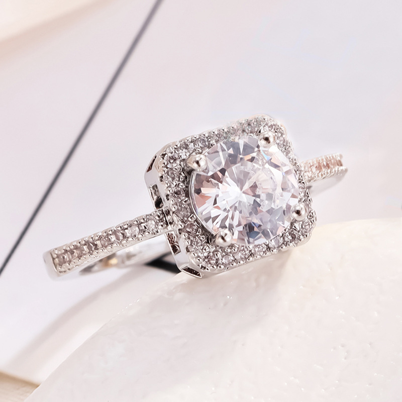 Square Sugar Diamond Wedding Ring Adjustable Ring Women