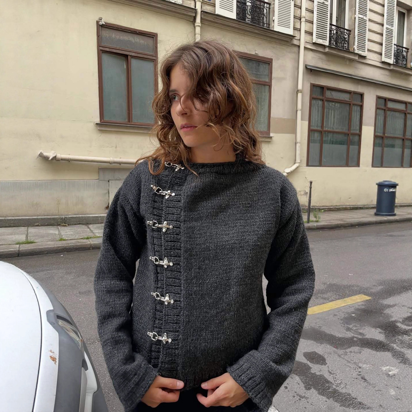 Handmade Airplane-button Cardigan Sweater For Warmth Casual And Slim-fit