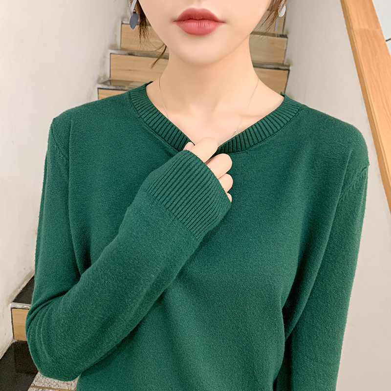 Womens Long-sleeve Knitted Pullover With A Crew Neck Lightweight Sweater Top