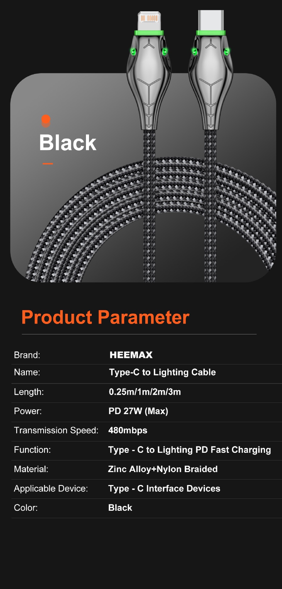 Applicable Mobile Phone Tablet PD27W Fast Charge Data Cable