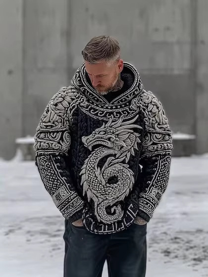 Men's Casual Printed Hoodie With No Pockets