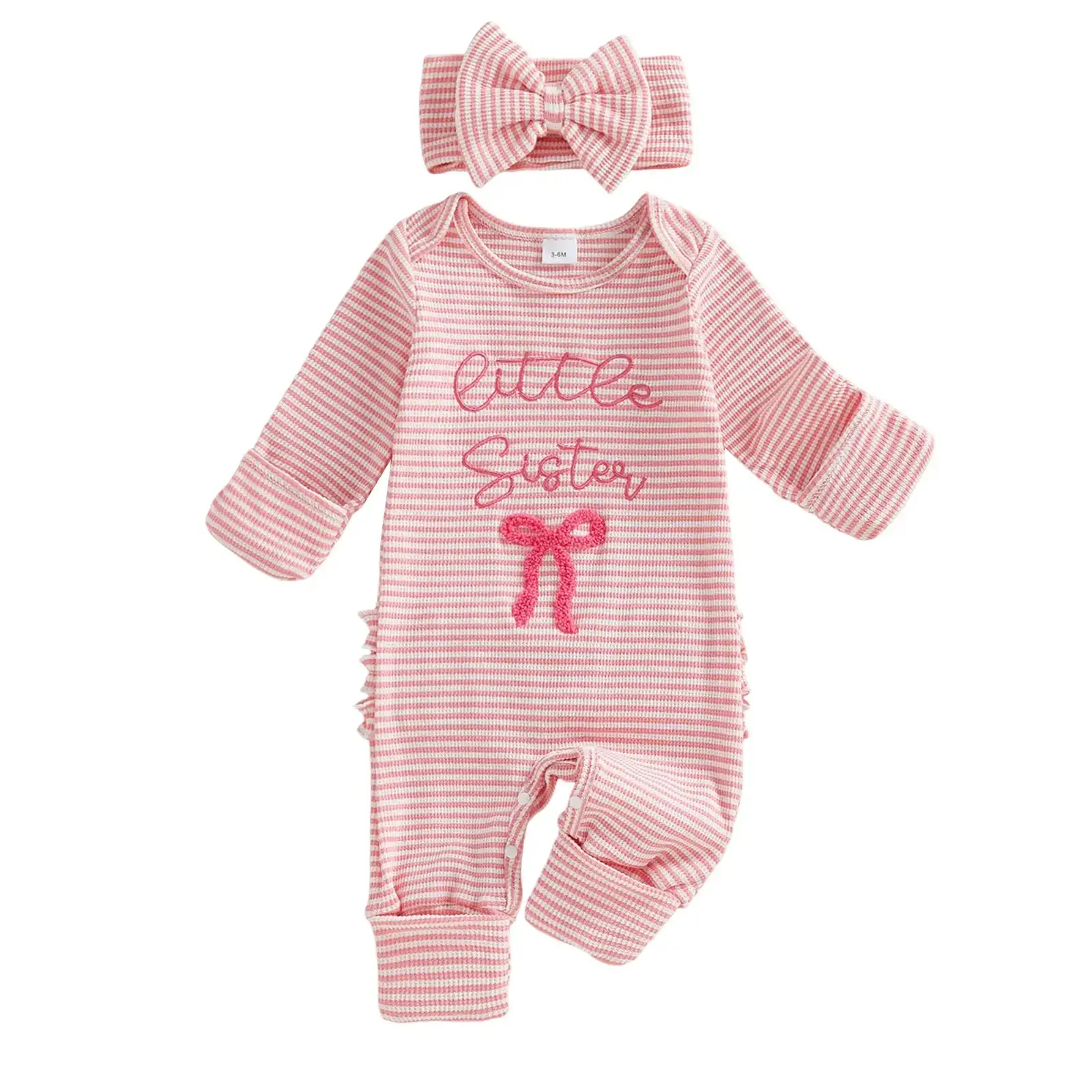 European And American Infant Lettered Embroidered Romper With Bow Ties