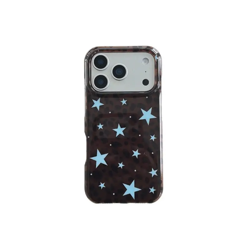 Brown Leopard-print Blue-star Phone Case