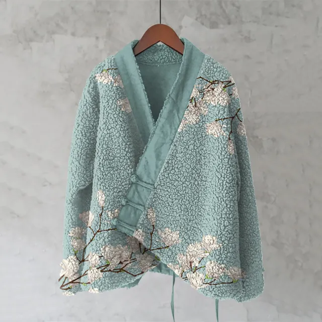 Womens Printed Kimono Cardigan Fleece Jacket Fashionable Womens Outerwear Jlhf Xh100115 M - Shop at LoveMi