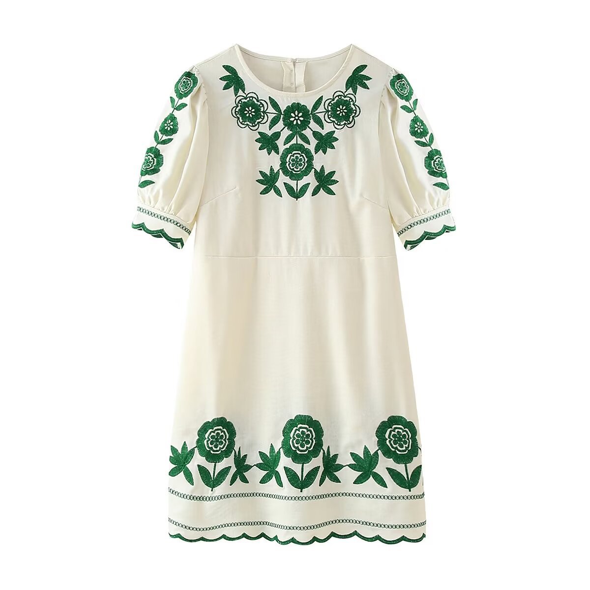 European And American Women's Clothing Graceful And Fashionable Embroidered Short Sleeve Dress White - Shop at LoveMi