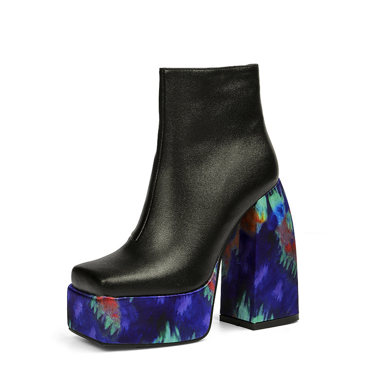 Womens High-Heeled Leather Fashion Boots