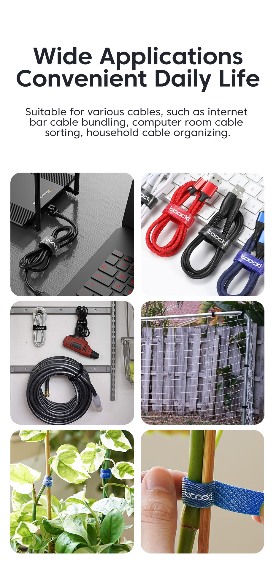 Data Cable Storage With Color Line Belt Cable Tie Back Ratchet Tie Down Velcro