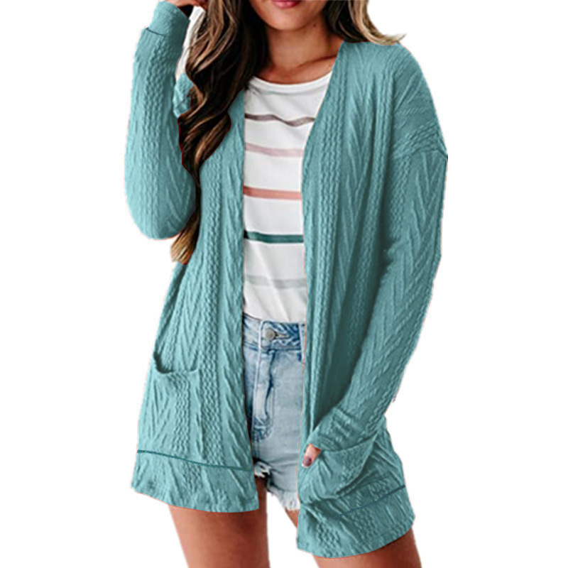 Loose-fitting Knitted Patchwork Sweater With Long Sleeves And A Cardigan-style Open Front