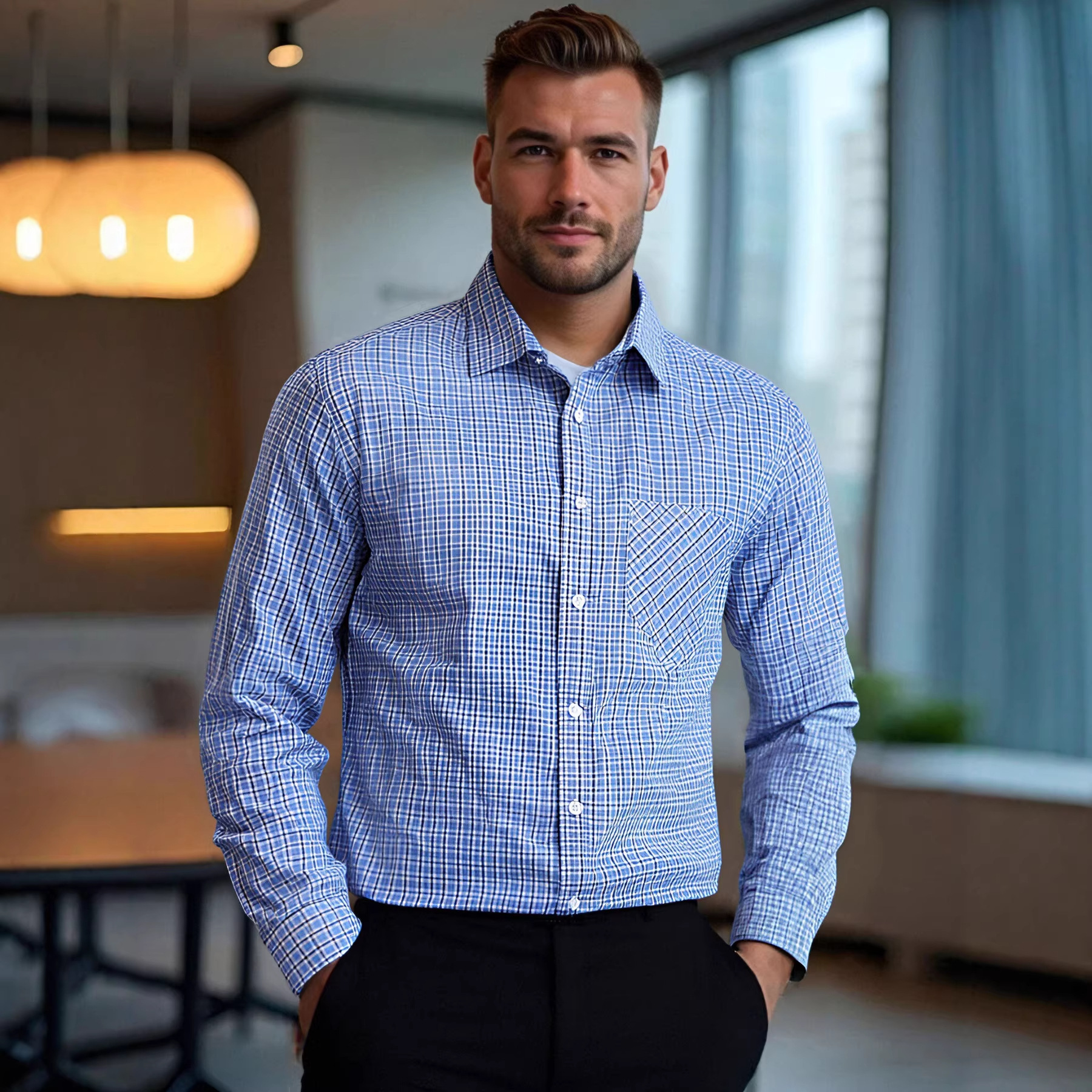 Men's Business-Casual Multi-Color Lapel Shirt