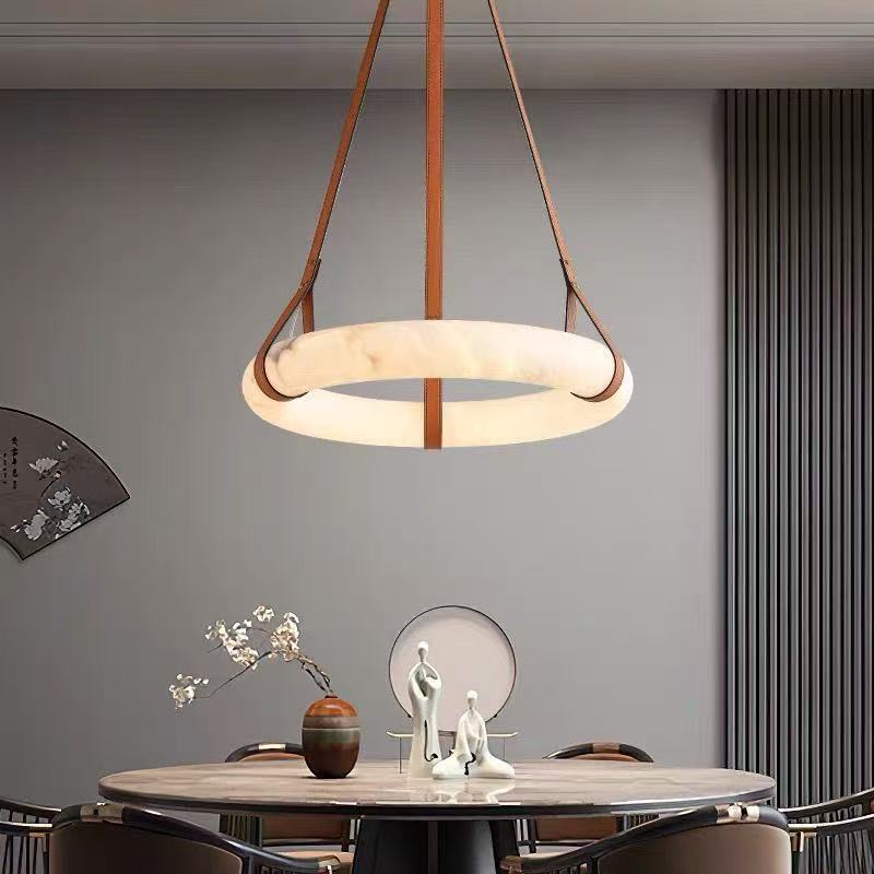 Modern Minimalist Cloud Marble Style Round Pendant Light For The Living Room