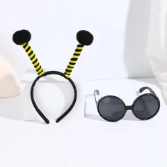 Yellow Bees Party Dress Up Headband Glasses Suit - Black - View 1