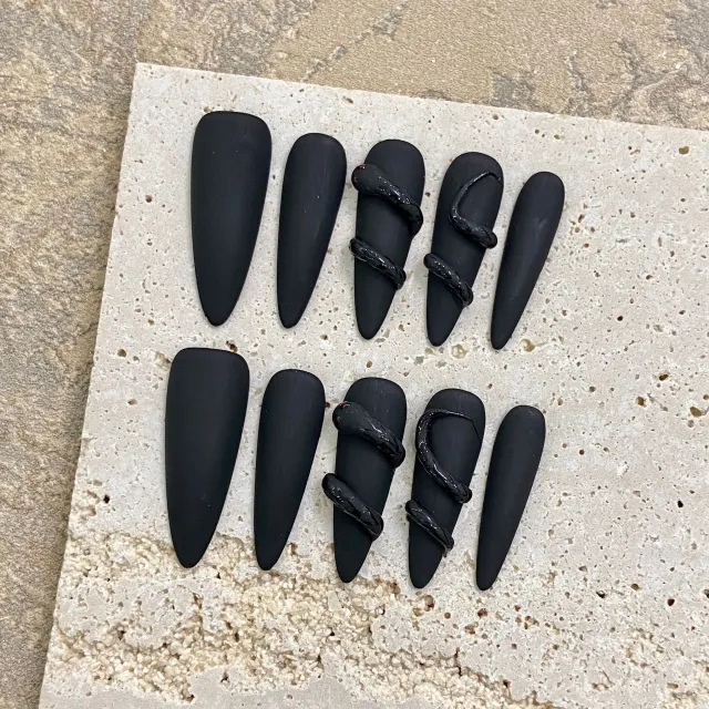 Manicure Handmade Original Design Wear Nail Elegant Frosted Glossy National Style Simple Three dimensional Style Large L - Shop at LoveMi