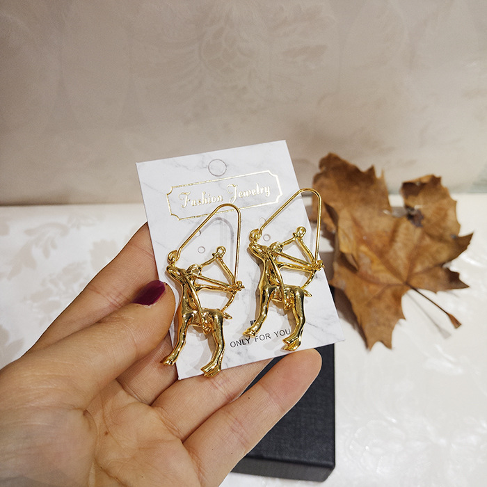 Gold Retro Constellation Earrings Cold Style