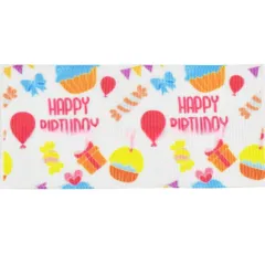 Printed Ribbon Hair Accessories Dacron Ribbon Gift Ribbed Band Holiday Happy Birthday Ribbon - Pink - View 1