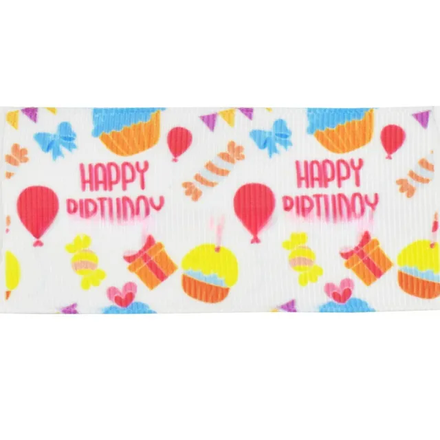 Printed Ribbon Hair Accessories Dacron Ribbon Gift Ribbed Band Holiday Happy Birthday Ribbon Pink - Shop at LoveMi