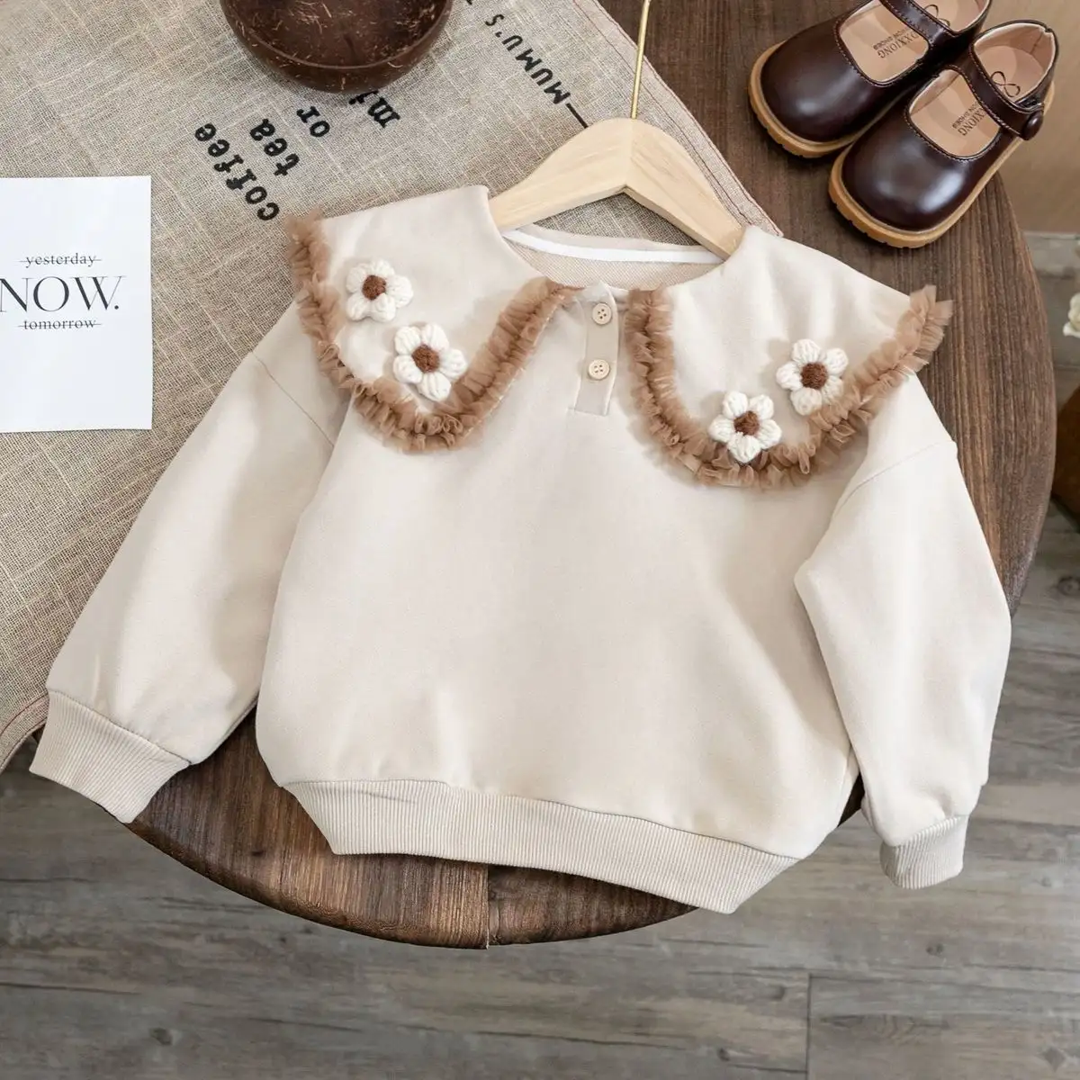 Doll Collar Sweater Girls' Baby Pullover