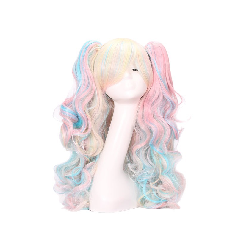 Double Ponytail Long Curly Full Wig 5