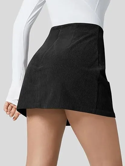 Women's Corduroy Mini Skirt Casual High Waist Black - Shop at LoveMi