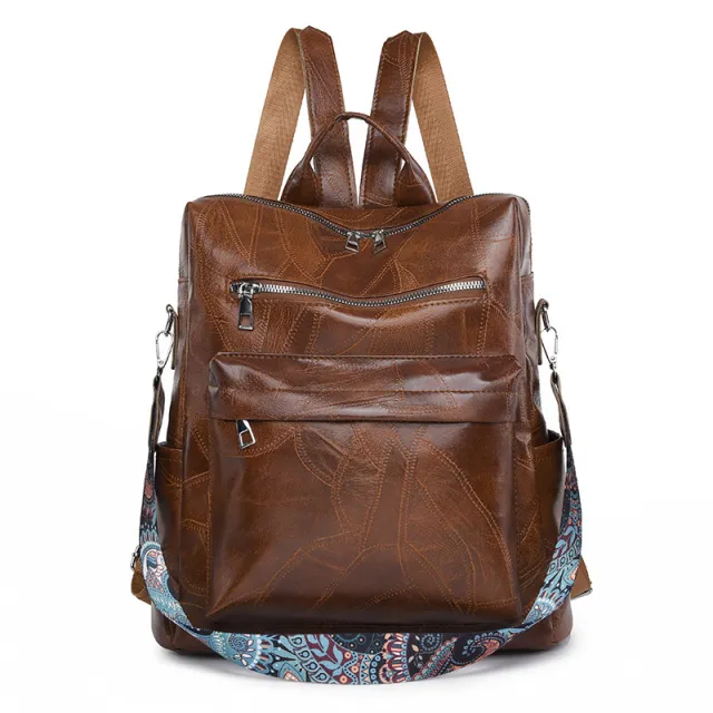 Vintage Student Schoolbag Leisure Multifunctional Women's Backpack Brown - Shop at LoveMi
