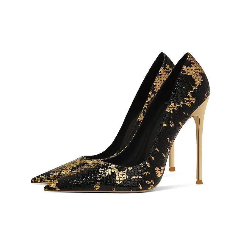 Snake-print Fashionable Pointed-toe High Heels For Women Stiletto Heel