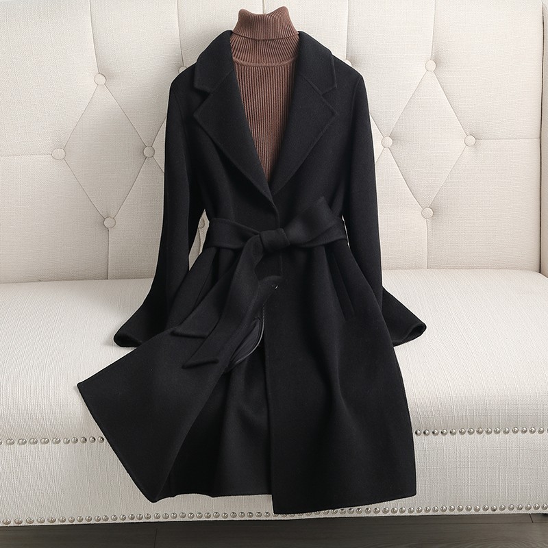 2024 Autumn Winter New Double-Faced Cashmere Coat Women's Mid-Length High-End Woolen Coat