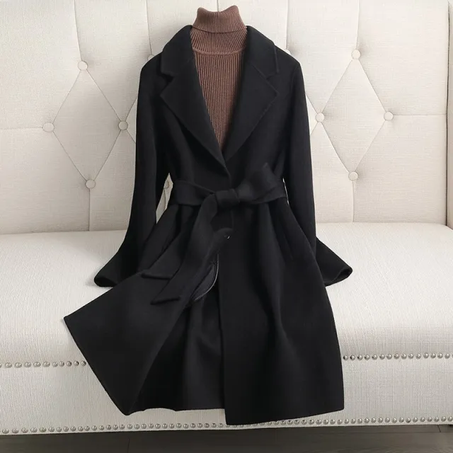 Autumn And Winter New Double sided Cashmere Coat Black - Shop at LoveMi