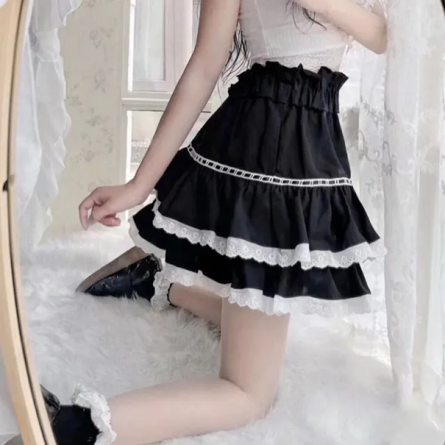 Soft Girl Cute Lace Short Skirt Student Black - Shop at LoveMi