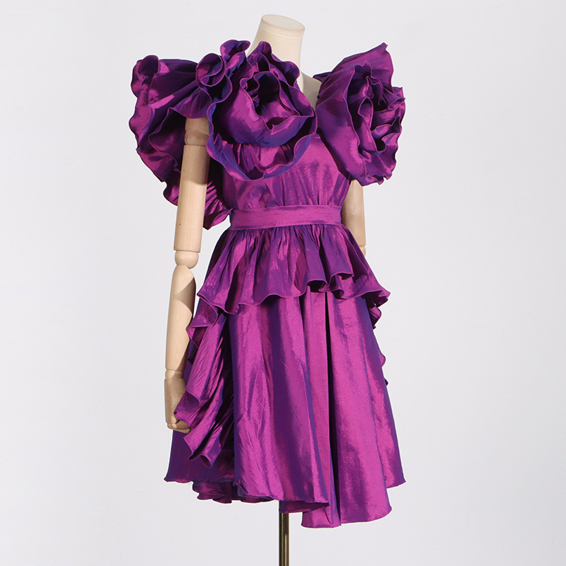 Pleated Design Waist Slimming Dress