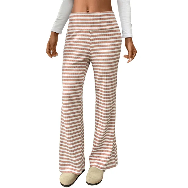 Women's Casual Y2g Straight Striped Home Trousers Light Pink - Shop at LoveMi