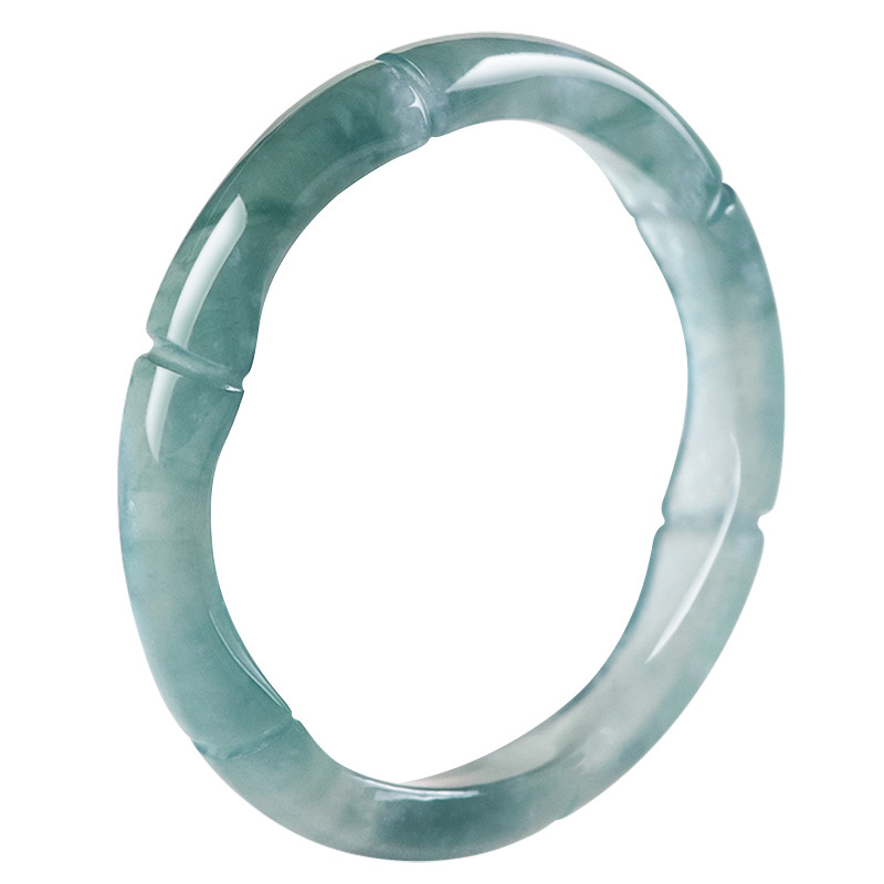 Emerald Blue Water Bamboo Ring High-rise Three-dimensional Carving