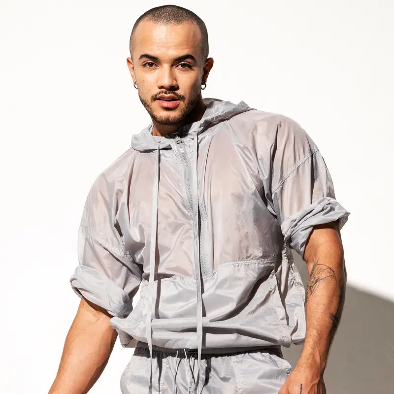Semi-transparent Light Gray Sexy Mid-sleeve Coat