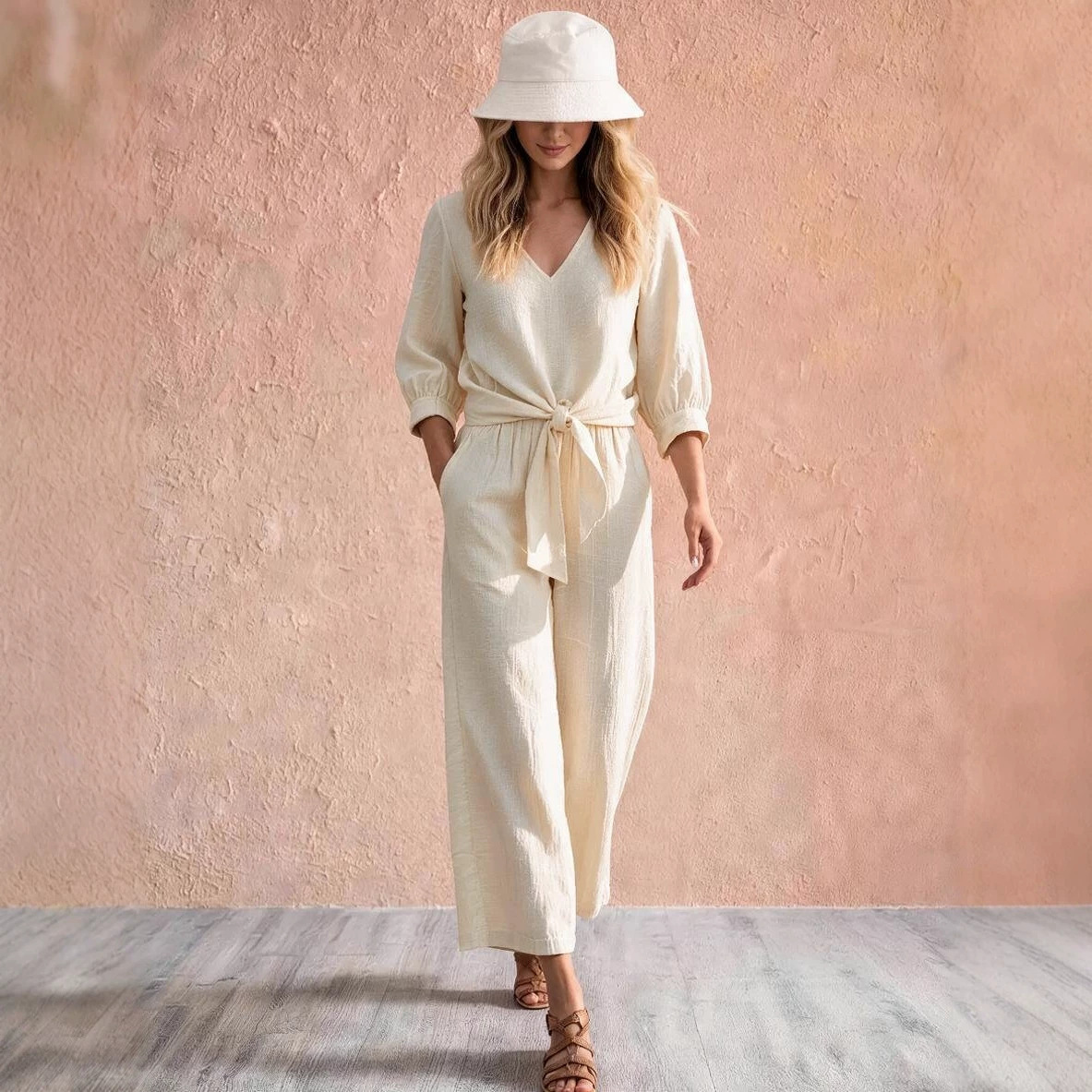 New V-neck Set For Spring And Autumn