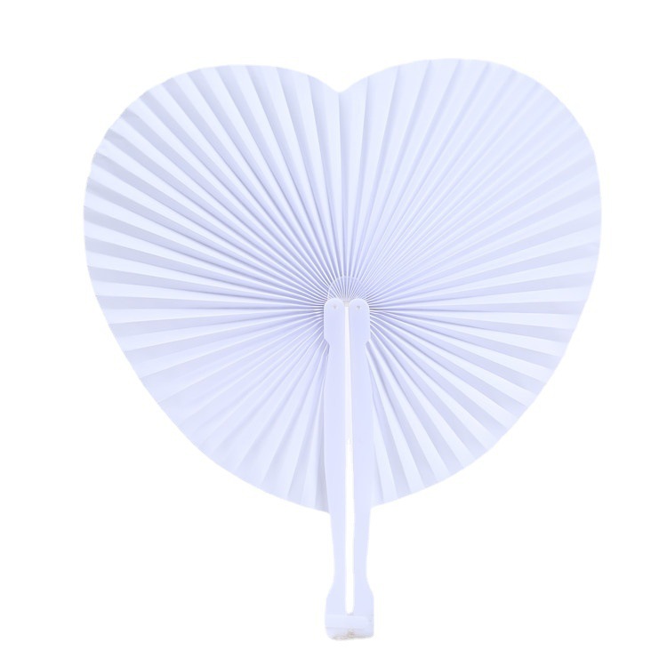 New European Wedding Supplies White Love Heart Blank Paper Fan Wholesale