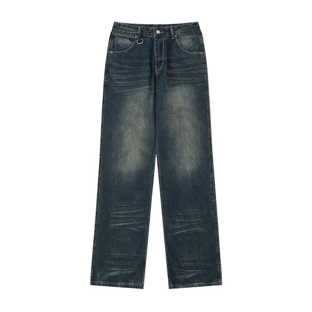 Distressed Fashion Brand Jeans High Street American Jeans Blue Washed Yellow - Shop at LoveMi