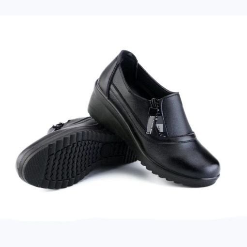 Black Wedge Heel Mom Womens Soft-soled Work Shoes