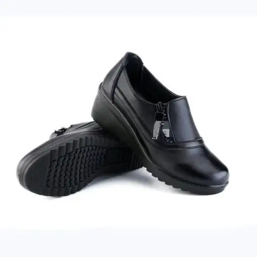 Black Wedge Heel Mom Womens Soft-soled Work Shoes